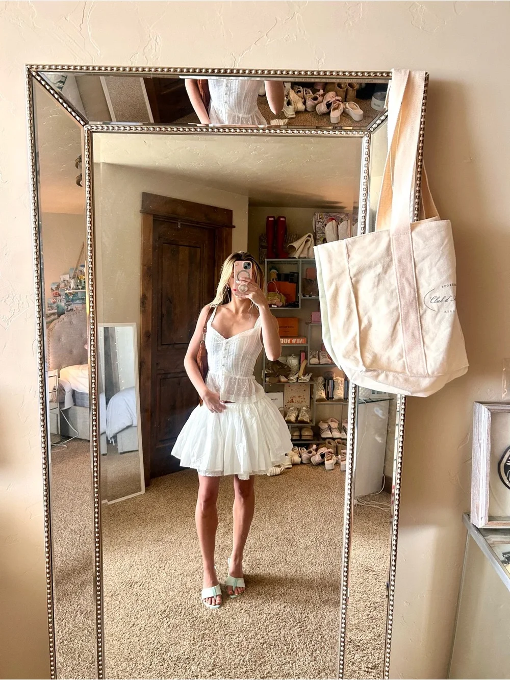Miss Circle NWT White Cottagecore Prairie Milkmaid Cotton Poplin Skirt & Tank XS - Picture 4 of 11